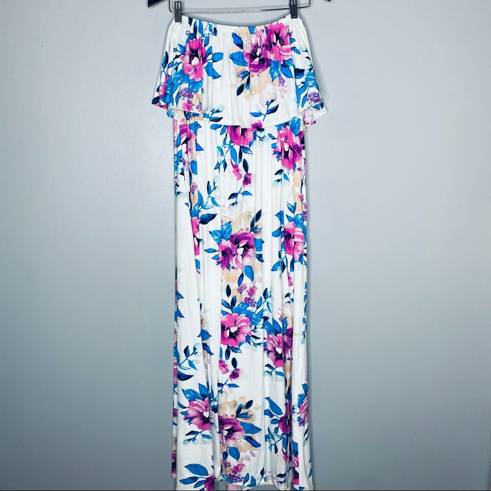 Sweet Lovely By Jen Floral Strapless Maxi Dress